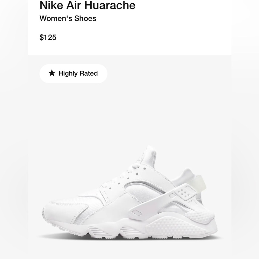 ☑️ White Nike Air Huarache, 7.5 W ☑️